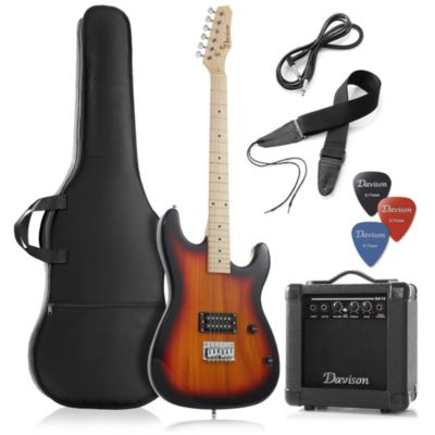 Davison Guitars Full Size Electric Guitar with 10-Watt Amp - Right Handed Beginner Kit with Gig Bag and Accessories