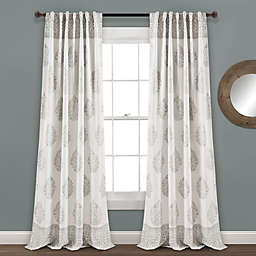 Teardrop Leaf Light Filtering Window Curtain Panels Gray 52X95 Set