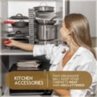 Alternate image 1 for GeekDigg Pot Rack Organizer For Cabinet or Countertop, 3 DIY Methods Pot Rack, Height and Position are Adjustable 8+ Pots and Pan Lid Holder, Black Metal Kitchen Pantry Organizer Upgraded Version