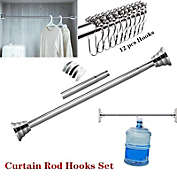 Stock Preferred Shower Curtain Rod with 12 Pcs Hook Rail Silver