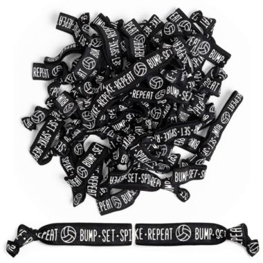 Blue Panda Volleyball Hair Ties, Bracelets, Elastics 'Bump - Set - Spike - Repeat' (50 Pack). View a larger version of this product image.