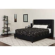 Flash Furniture Riverdale King Size Tufted Upholstered Platform Bed in Black Fabric with Pocket Spring Mattress