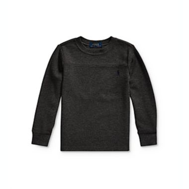 Ralph Lauren Boy's Waffle Knit Tee Gray Size 6. View a larger version of this product image.