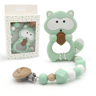 ENARI Baby Silicon Teether with Pacifier Clip. View a larger version of this product image.