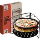 Alternate image 0 for Chef Pomodoro Pizza Baking Set with 3 Pizza Pans and Pizza Rack, Non-stick Perforated Pizza Trays, for Oven, Grill, Barbeque (13-Inch Pans)