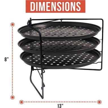 Chef Pomodoro Pizza Baking Set with 3 Pizza Pans and Pizza Rack, Non-stick Perforated Pizza Trays, for Oven, Grill, Barbeque (13-Inch Pans). View a larger version of this product image.