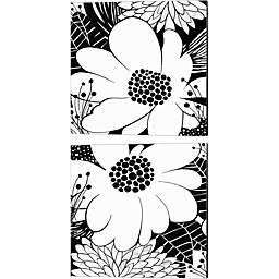 Metaverse Art Feeling Groovy Black and White by Michael Mullan 14-Inch x 14-Inch Canvas Wall Art (Set of 2)
