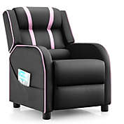 Slickblue Kids Recliner Chair with Side Pockets and Footrest-Pink