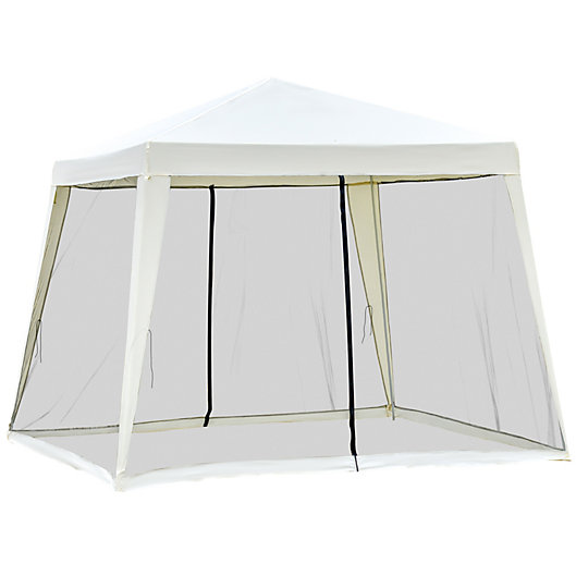 10' x 20' Pop Up Party Tent Outdoor Shelter with 6 Mesh Sidewalls Cream White 