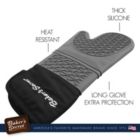 Alternate image 3 for Baker's Secret Anti-Slip Oven Glove, Silicone Waterproof Kitchen Glove, Kitchen Essentials, Black