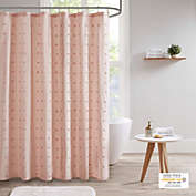 Brooklyn Cotton Yarn Dyed Jacquard Pom Pom Shower Curtain Pink 70 x 72&#39;