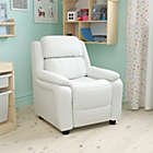 Alternate image 0 for Flash Furniture Deluxe Padded Contemporary White Vinyl Kids Recliner With Storage Arms - White Vinyl