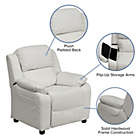 Alternate image 2 for Flash Furniture Deluxe Padded Contemporary White Vinyl Kids Recliner With Storage Arms - White Vinyl