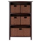 Alternate image 1 for Milan 6-Pc Storage Shelf with 5 Foldable Woven Baskets, Walnut
