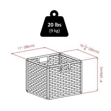 Milan 6-Pc Storage Shelf with 5 Foldable Woven Baskets, Walnut. View a larger version of this product image.
