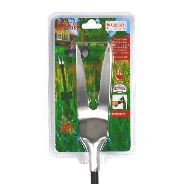 G.E.I. Tractor BBQ Grill Fork with Bottle Opener, Green - Stainless Steel Grilling Tool. View a larger version of this product image.