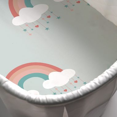 JumpOff Jo - 2 Pk Fitted Bassinet Sheets, Soft, Flexible Fit for Oval, Rectangle, and Hourglass Standard Mattresses,  - Woodland and Rainbows. View a larger version of this product image.