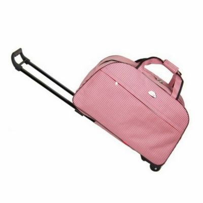 Semer 24" Rolling Wheeled Duffle Suitcase Bag in Red & White Stripe