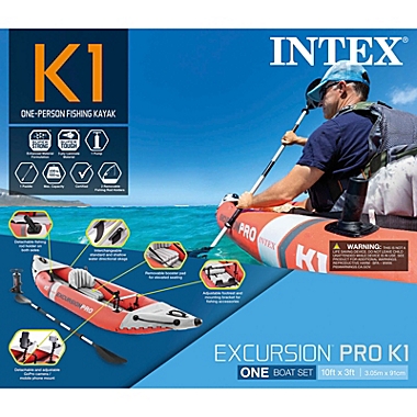 Intex Excursion Pro K1 Single Person Inflatable Vinyl Fishing Kayak w/ Oar/Pump. View a larger version of this product image.