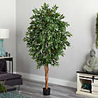 Alternate image 1 for Nearly Natural 6&#39; Smilax Silk Artificial Tree with Black Pot