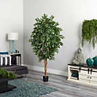 Alternate image 2 for Nearly Natural 6&#39; Smilax Silk Artificial Tree with Black Pot