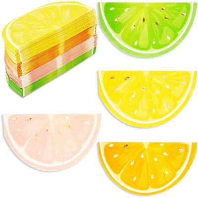 Blue Panda Citrus Fruit Birthday Party Decorations, Napkins with Gold Foil Details for Spring and Summer (6.25 In,100 Pack)
