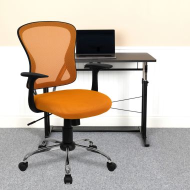 Flash Furniture Alfred Mid-Back Orange Mesh Swivel Task Office Chair with  Chrome Base and Arms | Bed Bath & Beyond