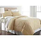 Shavel Micro Flannel Reversible Super Soft Comforter Mini Set - King Comforter 90x104" 2-Shams 20x40" - Chino