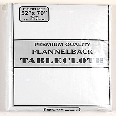 Carnation Home Fashions Vinyl Tablecloth with Polyester Flannel Backing - White 52x70". View a larger version of this product image.