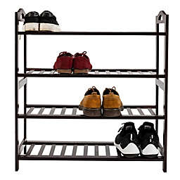 Inq Boutique Concise 12-Batten 4 Tiers Bamboo Shoe Rack Coffee RT