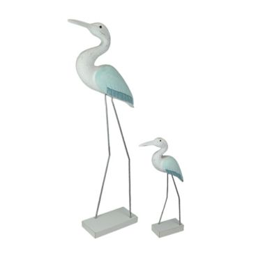 Things2Die4 Set of 2 Hand Carved White Painted Wood Bird Statue Home Coastal Decor Sculptures. View a larger version of this product image.