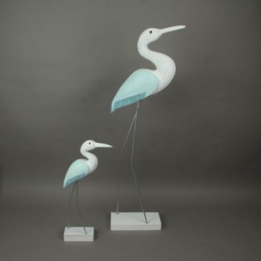 Things2Die4 Set of 2 Hand Carved White Painted Wood Bird Statue Home Coastal Decor Sculptures. View a larger version of this product image.