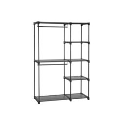 SONGMICS Freestanding Closet Organizer, Portable Wardrobe with Hanging Rods, Clothes Rack, Storage Organizer, Cloakroom, Study, Stable, 44.1 x 16.9 x 65 inches, Black