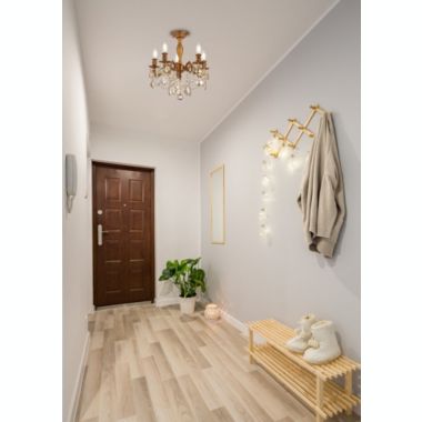 Elegant Lighting Rosalia 5 light French Gold Flush Mount Golden Teak (Smoky) Royal Cut Crystal. View a larger version of this product image.