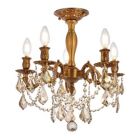 Alternate image 2 for Elegant Lighting Rosalia 5 light French Gold Flush Mount Golden Teak (Smoky) Royal Cut Crystal