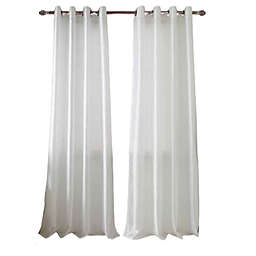 Olivia Gray Nancy Elegant Faux Silk Grommet Curtain Panel - Easy to Install Machine Washable Polyester Curtain Panels - 54 x 63-inch each - White