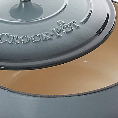 Crock Pot Artisan 5 Quart Round Enameled Cast Iron Dutch Oven in Slate Gray. View a larger version of this product image.