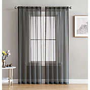 THD Essentials Sheer Voile Window Treatment Rod Pocket Curtain Panels Bedroom, Kitchen, Living Room - Set of 2, Charcoal Grey, 54" x 84"