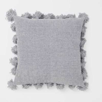 Dormify Chenille Knit Tassel Throw Pillow 20" x 20" Grey