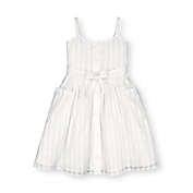 Hope & Henry Girls&#39; Button Front Sun Dress (White Shadow Stripe, 4)