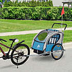 Alternate image 1 for Aosom Elite 2-In-1 Three-Wheel Bicycle Cargo Trailer & Jogger for Two Children with 2 Security Harnesses & Storage, Blue