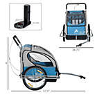 Alternate image 2 for Aosom Elite 2-In-1 Three-Wheel Bicycle Cargo Trailer & Jogger for Two Children with 2 Security Harnesses & Storage, Blue