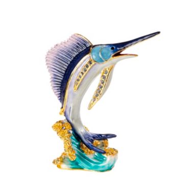 Sailfish Bejeweled Enamel Jewelry Trinket Keepsake Box Container Fish Sea Life. View a larger version of this product image.