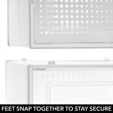 mDesign Plastic Stackable Closet Shoe Storage Box, Side Opening, Clear. View a larger version of this product image.