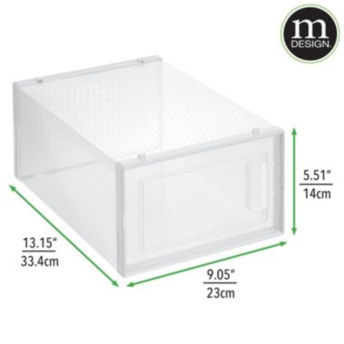mDesign Plastic Stackable Closet Shoe Storage Box, Side Opening, Clear. View a larger version of this product image.