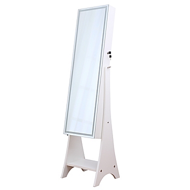 Yeah Depot Fashion Simple Jewelry Storage Mirror Cabinet ,Jewelry cabinet box Armiore LED light For Earring ,bracelet, Necklace, Living Room Or Bedroom, White. View a larger version of this product image.