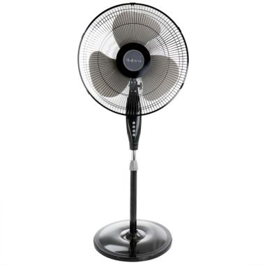 Holmes Oscillating 16 Inch Blade Stand Fan with Metal Grill in Black. View a larger version of this product image.