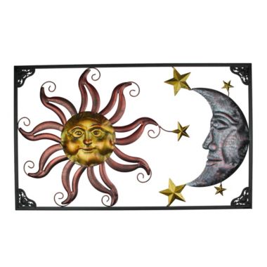 Metal Celestial Moon Sun Decor Garden Art Indoor Outdoor Patio Wall Sculpture 