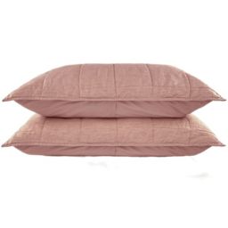 100% French Linen Quilted Sham Set - Standard - Clay   Bokser Home
