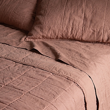 100% French Linen Quilted Sham Set - Standard - Clay   Bokser Home. View a larger version of this product image.